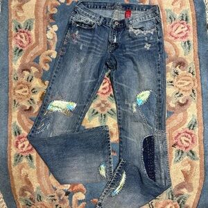 Y2K low rise embroidered jeans Vanilla Star size 7